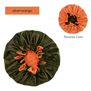 <span class=keywords><strong>Bonnet</strong></span> en satin personnalisé pour femmes, double couche, réversible, en soie satinée, pour dormir, usage quotidien, 50 couleurs - Product Image 2