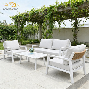 Ensemble de canapés d'extérieur en rotin moderne, mobilier de jardin, canapé d'extérieur modulable en aluminium 4 pièces pour patio, bord de piscine, villa - Product Image 4