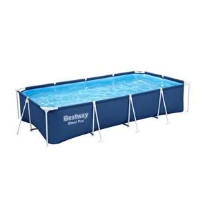 Bestway 56405 Piscina infantil exterior com estrutura metálica de 4,00m x 2,11m x 81cm acima do solo em aço e PVC para crianças