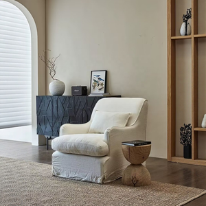 Canapé-lit individuel en tissu de <span class=keywords><strong>lin</strong></span> <span class=keywords><strong>blanc</strong></span> de style nordique <span class=keywords><strong>japonais</strong></span>, chaise de négociation, ameublement amovible et lavable - Product Image 1