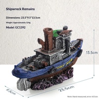 Ornement de bateau pirate en résine creuse pour aquarium, avec design de paysage artisanal