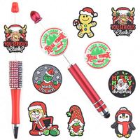 Aksesoris Gantungan Gigi Bayi Baru Lahir DIY, Manik-manik Silikon Lucu untuk Pembuatan Pena, Tema Natal