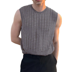 Canotta Estiva Senza Maniche per <span class=keywords><strong>Uomo</strong></span>, Design alla <span class=keywords><strong>Moda</strong></span>, Maglietta Trasparente in Maglia - Product Image 6