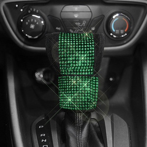 Funda de freno de mano con diamantes de imitación para coche, cubierta de volante integrada, color verde, Esmeralda - Product Image 6