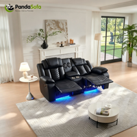 Canapé sectionnel motorisé pour salon, fauteuil de cinéma deux places, fauteuil inclinable électrique en cuir noir