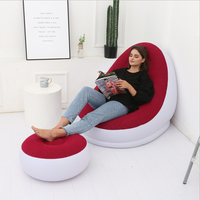 Meubles modernes en PVC gonflables, fauteuil de salon gonflable à remplissage d'air, fauteuil de salon avec repose-pieds, canapé-lit brun
