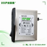 VIIP VIP1-1E-10 10325 Filtre de puissance EMI pour prise IEC 10A 115/250VAC, module de commutation à double fusible 3-en-1, filtre EMC à fuite ultra-faible
