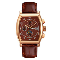 SKMEI — montre à quartz en cuir véritable pour hommes, bracelet automatique, boîtier en alliage, 9247