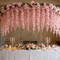 LILIS Sakura Kit |   2,13 m lange rosa Seiden-Glyzinienranken |   Handgefertigt, hohe Dichte, fusselfrei |   Langlebig |   Jubiläumswohnen
