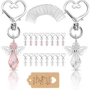 30 Set di Portachiavi a Forma di <span class=keywords><strong>Angelo</strong></span> con Sacchetti in Organza, Etichette Kraft Vuote Fai-da-Te, Regalo per Ospiti per Compleanni, Addii al Nubilato, Matrimoni, Bomboniere per Feste - Product Image 1