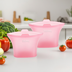 Dishwasher Safe Silicone Food Grade Freezer <b>Bags</b> Reusable Food Storage <b>Bag</b> Set - Product Image 4