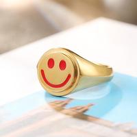 Embrassez la vie avec un sourire-Bague Smiley créative en or jaune 10 carats, en or rose ou en platine pour hommes et femmes