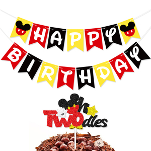 Decorazione per Banner di carta con motivo Mickey Cartoon per festa di <span class=keywords><strong>compleanno</strong></span> <span class=keywords><strong>2</strong></span> ° <span class=keywords><strong>compleanno</strong></span> forniture per decorazioni per pavese - Product Image 1