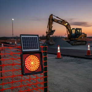 Luz Intermitente LED Solar Ileritraffic, Luz de Advertencia Roja Ámbar para Obras de Construcción, Batería SLA de 12V 7Ah, Modelo 11852 FL K - Product Image 3