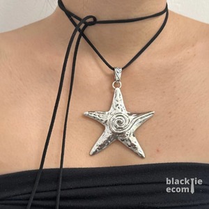 Collier en argent avec pendentif élégant en forme d'étoile de mer et nœud papillon, thème océan, pour femme, bijoux tendance, cadeau, en vente, exportateur indien - Product Image 3