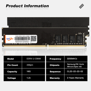 ขายร้อนจากโรงงาน แรม WALRAM DDR4 4G/8G/16G/32G 2133/2400/2666/3200Mhz UDIMM สำหรับเล่นเกมส์ คอมพิวเตอร์พีซี แรมเดสก์ท็อป DDR4 - Product Image 3