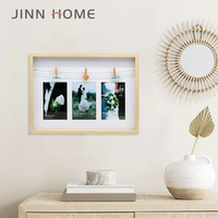 Jinn Home 3pcs 4x6in Tapis de cadre photo en bois Cadres photo suspendus Clips Support d'affichage Affichage mural