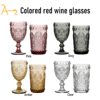 Vendeur chaud 2023 violet champagne verre à vin tasses vintage gobelets roses en relief coloré eau et jus tasses en verre