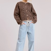 Pull cardigan en tricot à imprimé léopard doux pour femmes, décontracté, automne, logo personnalisé, vente en gros, fabricant de hauts à manches longues