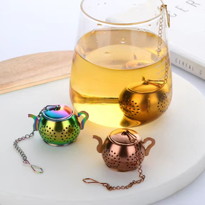 Mini infuseur à <span class=keywords><strong>thé</strong></span> en forme de théière en acier inoxydable arc-en-ciel avec couvercle passoire à <span class=keywords><strong>thé</strong></span> réutilisable en vrac pour <span class=keywords><strong>thé</strong></span> parfumé aux épices à base de plantes - Product Image 1