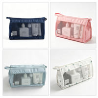 Sac à cosmétiques de voyage de grande capacité, sac à cosmétiques en maille de Polyester personnalisé, sac de maquillage Portable à la mode, pochette à cosmétiques à la mode