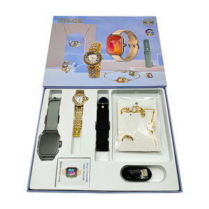 Reloj <span class=keywords><strong>de</strong></span> Oro para <span class=keywords><strong>Mujer</strong></span> D15 GS, Superventas, Combinación Única, Reloj Inteligente con Collar y Anillo <span class=keywords><strong>de</strong></span> Oro, Correa Doble - Product Image 2