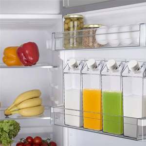 Bouteille à lait carrée transparente en plastique PS de 1L, anti-fuite, lavable au lave-vaisselle, multifonctionnelle, pour rangement mural de cuisine, sac OPP, idéale pour les fêtes - Product Image 5