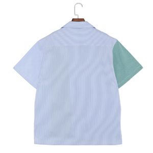 New Arrival 100% Cotton Men's Printed <strong>Patchwork</strong> Stripes Short Sleeve <strong>Shirts</strong> - Product Image 2