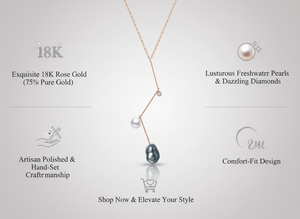 Collar de Oro Rosa de 18K con Perlas de Forma Única, Estilo Clásico con Colgante, Elegante para Fiestas o Regalos de Año Nuevo - Product Image 5