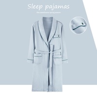 Peignoir en coton respirant à col en V et manches longues pour femme, grande taille, vêtements de nuit printemps