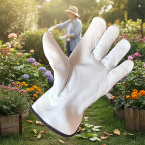 Goatskin-Guantes Blancos de cuero para conducir, guantes de trabajo para hombre - Product Image 4