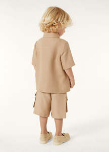 Ensemble <span class=keywords><strong>de</strong></span> vêtements utilitaires <span class=keywords><strong>de</strong></span> style classique pour garçons <span class=keywords><strong>de</strong></span> deux pièces-Chemise d'été et short cargo pour les activités scolaires des enfants - Product Image 2