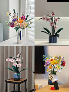 Ensembles de blocs de construction LEGO, thèmes Logos, Icônes de plantes, Château, Série populaire, Jouet en seau, Cadeau, rose, Vente en gros - Product Image 5