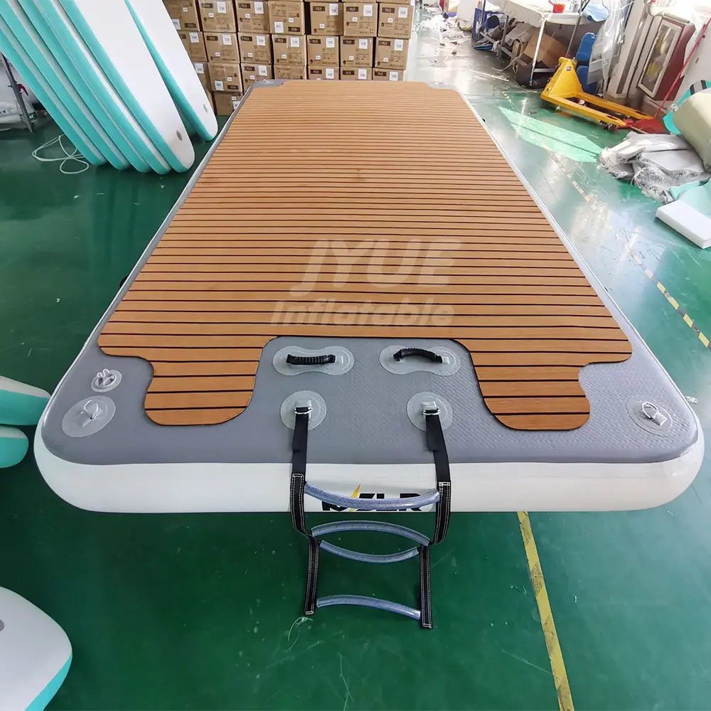 Punto di goccia PVC Teak Schiuma Gonfiabile di Nuotata Piattaforma Galleggiante Dock Con Scaletta