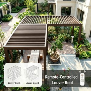 Pergola extérieure motorisée à lames orientables en aluminium, style moderne, gazebo sur mesure, <span class=keywords><strong>pavillon</strong></span> de patio auto-installable résistant au vent et à la neige - Product Image 4