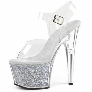 Sandali con Tacco <span class=keywords><strong>a</strong></span> <span class=keywords><strong>Spillo</strong></span> 17cm, Scarpe da Pole Dance Glitterate, Piattaforma Scintillante con Cristalli Trasparenti, <span class=keywords><strong>Sexy</strong></span> per Nightclub, Moda, Feste e Palcoscenico - Product Image 2