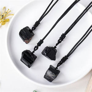 Spiritueller Schmuck Kristall heilen mit Seil natürlichen schwarzen Turmalin rauen Mode Anhänger für Healing Reiki - Product Image 4