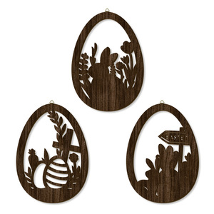Panneau mural de Pâques en bois avec motif d'œufs en couleur marron, décoration de style mur de <span class=keywords><strong>Berlin</strong></span>, panneau en bois simple - Product Image 4