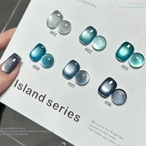 1-12 pièces TC Summer Blue Glass Bead Cat Eye Gel Nail Polish Flash White Spar Nude Color Magnet Nail Art Gel Salon Christmas Nails - Product Image 2