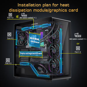 Boîtier d'ordinateur Lovingcool Full Tower, compatibilité large des cartes mères E-ATX à ITX, double verre trempé, refroidissement par eau 360 mm - Product Image 2