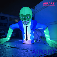 Figurine gonflable zombie LED, dessin animé vert gonflable pour Halloween à l'effigie d'un zombie pour la décoration