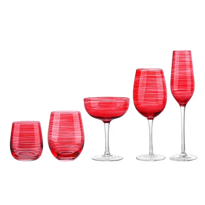 Verres à vin sans pied en cristal, ensemble de tasses à vin avec LOGO personnalisé, peint à la main, ligne dorée de mariage, gobelets à bords, offre spéciale