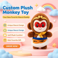 Jouet en peluche personnalisé, design singe de dessin animé mignon, animaux en peluche doux, jouets en peluche OEM ODM, faible MOQ, poupée en peluche personnalisée