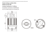 Aulipur 30A 250V NEMA L6 30, Juego de Enchufe y Receptáculo de Plástico de Cuatro Puntas Estilo Americano con Bloqueo Giratorio para Generador, Uso Industrial de Alta Resistencia