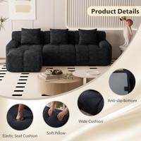 Canapé modulaire en tissu moelleux moderne en forme de L, fauteuil rembourré sans structure avec ottoman mobile