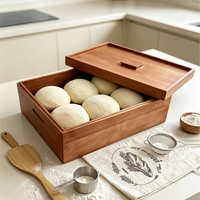Boîte de levage de pâte en bois écologique avec couvercle et racloir pour la fermentation et le stockage de la pâte à pizza, idéale pour la pâtisserie maison
