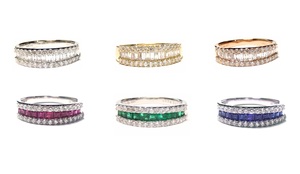 HK Envoi Rapide Excellent Bijoux Or Jaune 18k Bonne Qualité Diamant Baguette Cône Large Mince Bagues De Mariage Pour Femmes - Product Image 4
