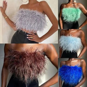 <span class=keywords><strong>Top</strong></span> bustier tendance Y2K en fausse plume pour femme, streetwear, sans manches, crop <span class=keywords><strong>top</strong></span> sexy, tenue de soirée, club de nuit, vêtements pour femme - Product Image 2