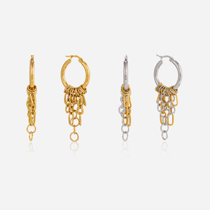 Pendientes de Aro con Borlas de Acero Inoxidable 18K, Diseño Geométrico con Bloques de Color, Joyería Fina Colgante para Uso Diario - Product Image 1