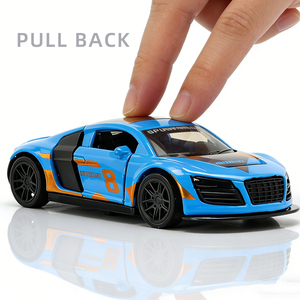 Modèle YZ en gros, échelle 1/43, <span class=keywords><strong>GT</strong></span> R8 P1, voiture de course en métal à tirer en arrière, porte ouvrante, voiture de sport en métal moulé sous pression, roues mobiles, cadeau pour garçons - Product Image 3
